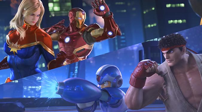 Captain Marvel e Iron Man vs Mega Man y Ryu