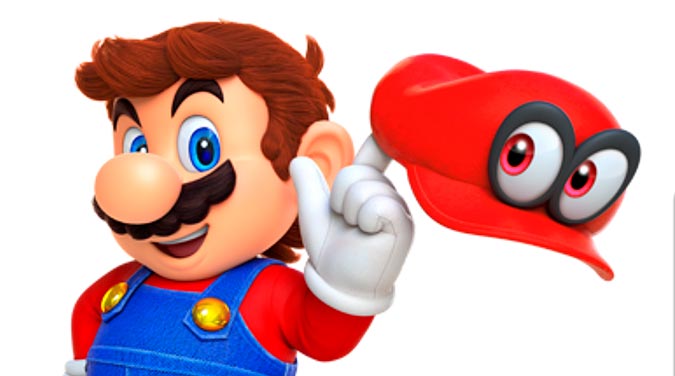Super Mario Odyssey con su gorra con ojos