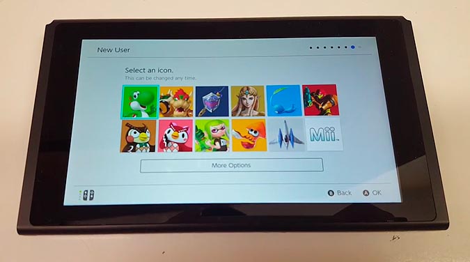 Nintendo Switch interfaz