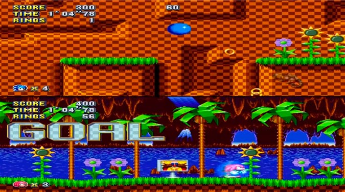 Sonic Mania dos jugadores pantalla dividida