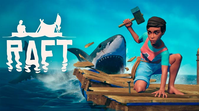 Raft logo tiburon comiendose una mujer
