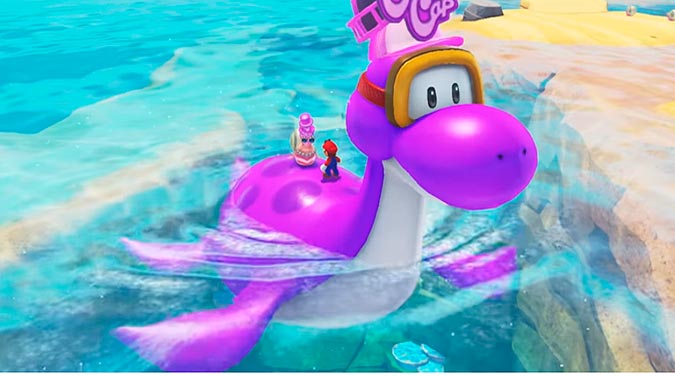 Dinosaurio rosa en Super Mario Odyssey