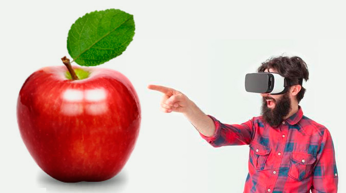 Jugador de realidad virtual tocando un objeto